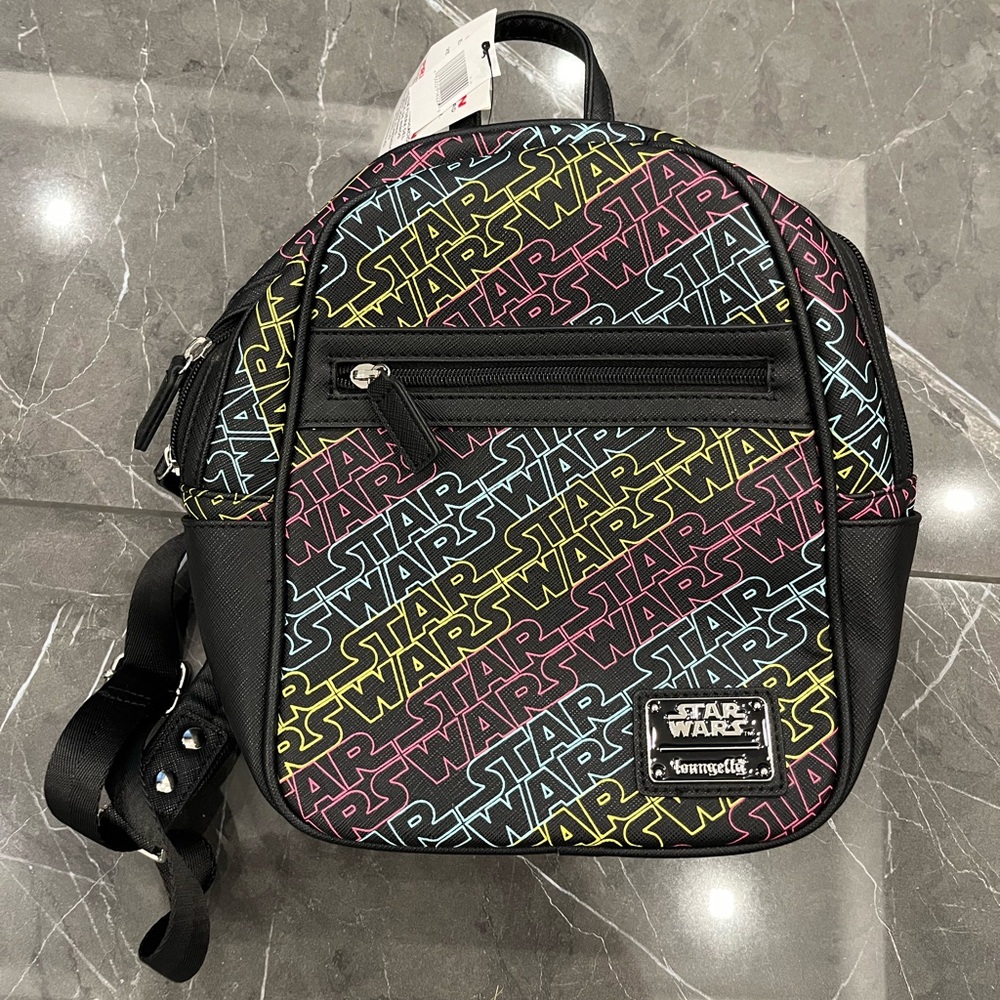 Disney Park Loungefly Star Wars Rainbow Color Logo Mini Backpack Brand New